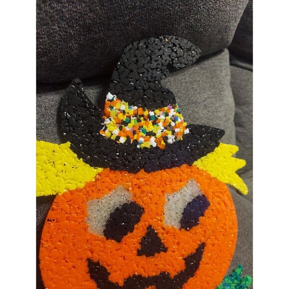 VINTAGE Halloween Jack-O-Lantern Pumpkin melted plastic popcorn decoration - Picture 9 of 9